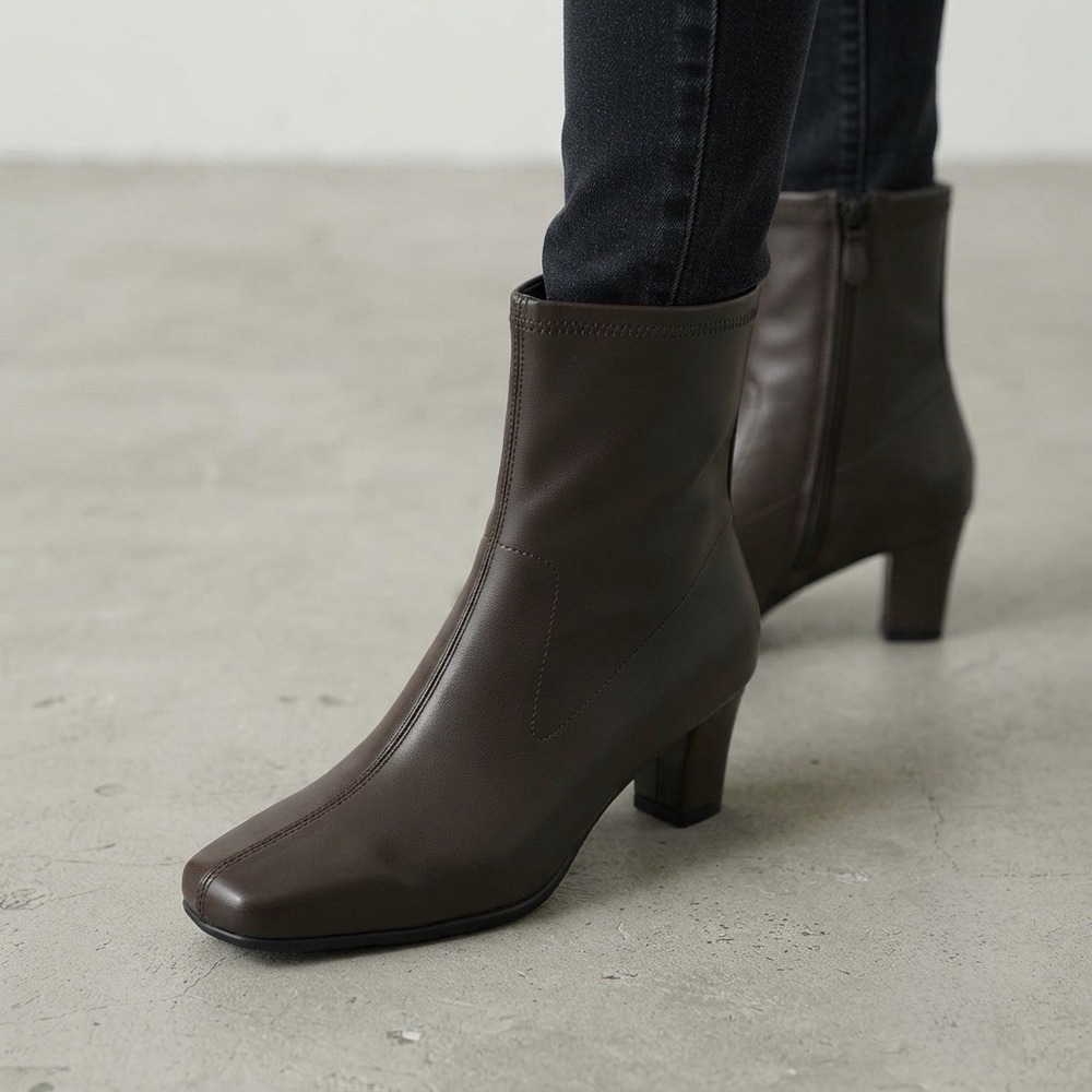 Aerosoles Size-10M Cinnamon Stretch Womens Ankle Boots Brown Faux Leather